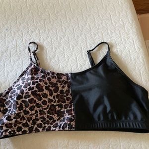 Black and cheetah swim top